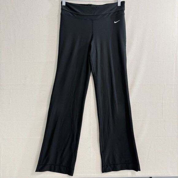 NIKE PANTS WOMEN'S SIZE SMALL BLACK YOGA PANTS  PULL ON WIDE LEG  DRI FIT - Picture 1 of 11